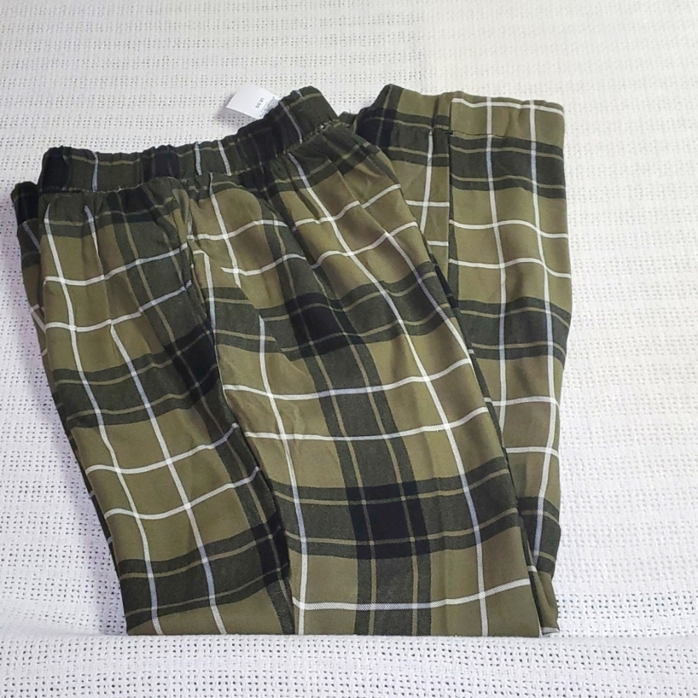 Don't Ask Why Sz. OS Green Plaid Flannel Stretchy High Waisted Pants